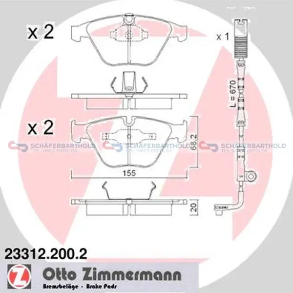 Anbefalet valg - Bremseklodser 20 mm, WVA 23312, ZIMMERMANN - til BMW