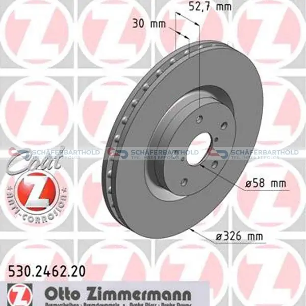 Udsalg - Bremseskive foraksel, Ø-326 mm ZIMMERMANN - til SUBARU