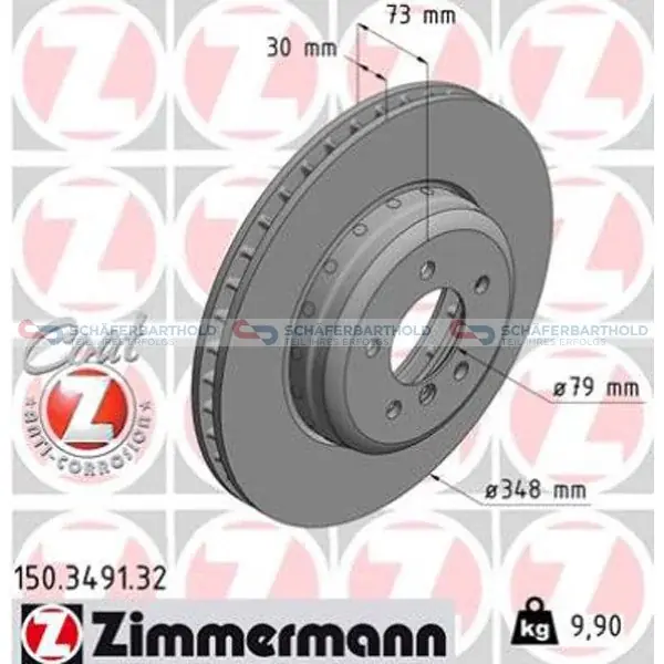 Tryg betaling - Bremseskive Formula F foraksel, Ø-348 mm ZIMMERMANN - til BMW