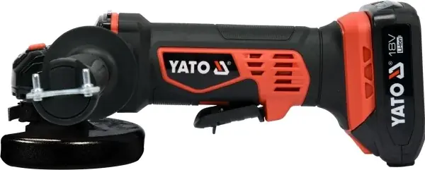 YATO YT-82826 Vinkelsliber 18V 125 mm, Sæt med 2,0Ah Batteri og Oplader | Fabrikspris