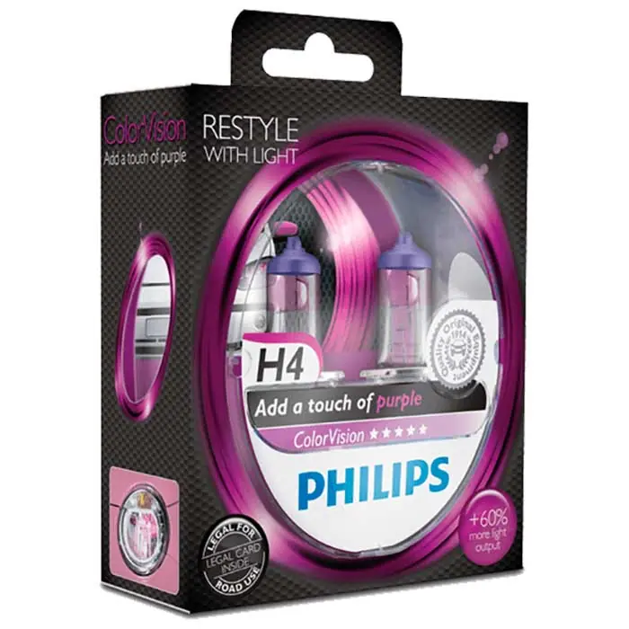 Godt tilbud | Philips Colorvision Lilla H4 60/55W 12V - Sæt