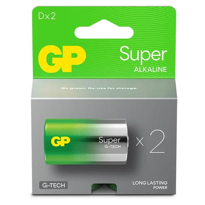 Favorit blandt kunder - GP Super Alkaline D-batteri 13A/LR20 2-pak