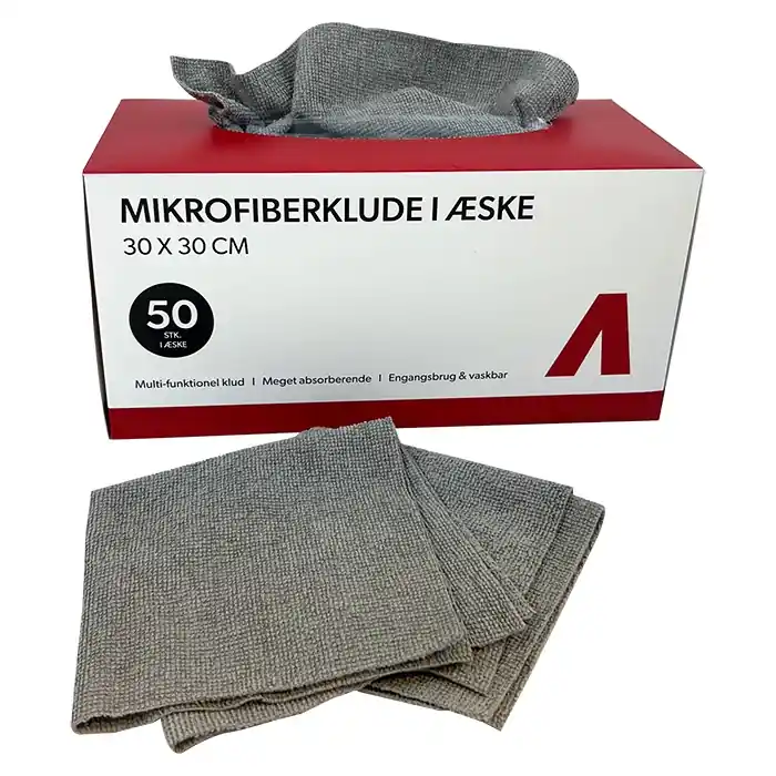 Mikrofiberklude i kasse, 30x30cm, 180gsm, 50 stk - Nyt produkt