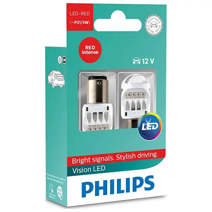 Philips Vision P21/5W 12V LED stop rød - Sæt | Godt tilbud