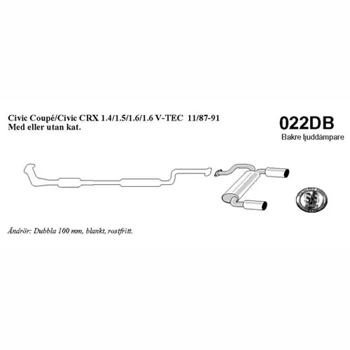 Nem betaling - Bagpotte Honda Civic 1,4/1,5/1,6 87-91