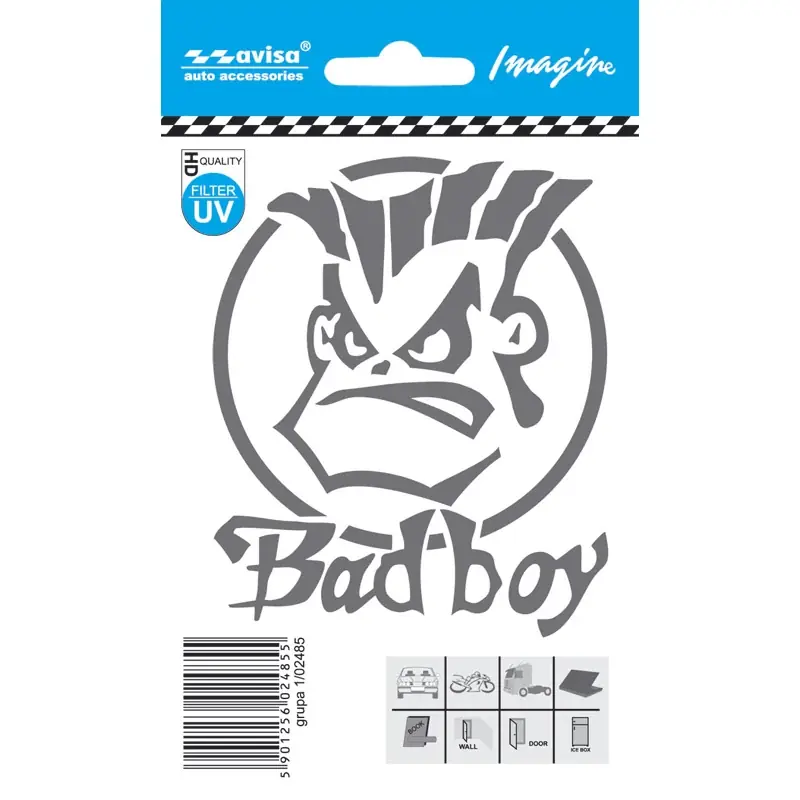 Klar til afsendelse | Avisa, Bad Boy Auto Tattoo Sticker - Sølv - 8,1x9,8cm