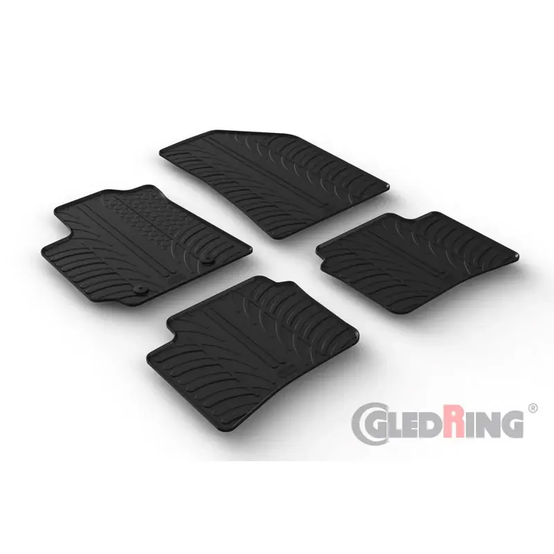 Hurtig levering | Gledring, Gummimåtter, passer til Hyundai i10 2020- (T profile 4-dele + klips)