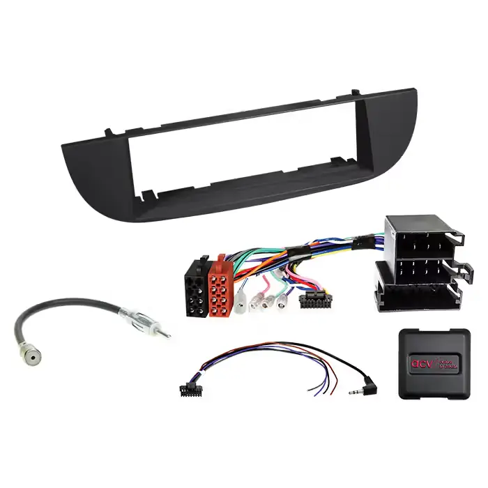 ACV 1-DIN kit Fiat 500(ZAF 312) sort 2007-2015 ratbetj. - Spar ekstra