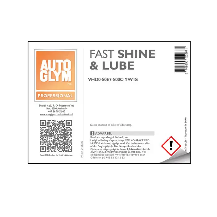AUTOGLYM Label Autoglym Fast Shine & Lube - Bedst sælgende