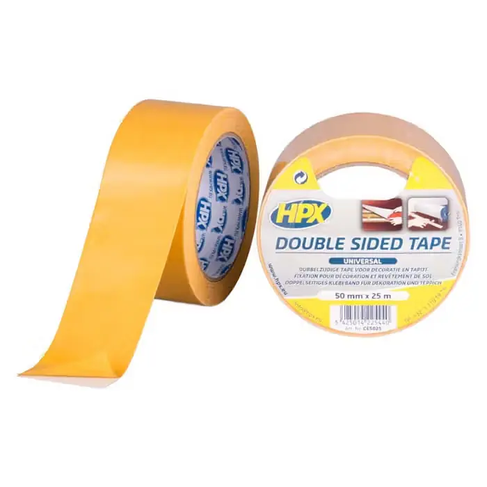 HPX dobbeltklæbende universal tape, hvid, 50mm x 25m | Kun i begrænset tid