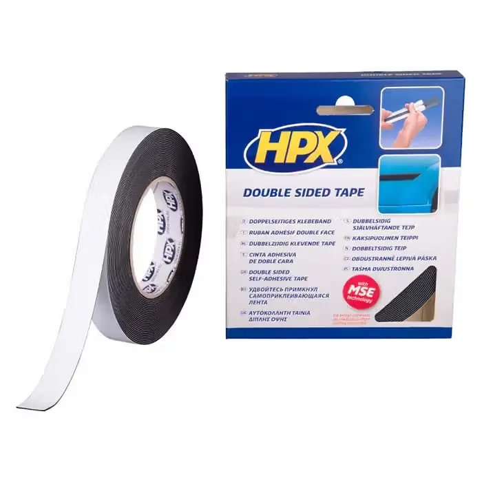 HPX HPX dobbeltklæbende tape sort, 19mm x 10m - Spar ekstra
