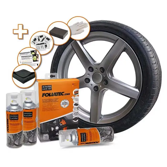 FOLIATEC Foliatec fælgmaling kit 2K, blank riffel metallic | Sikker handel
